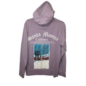 Santa Monica Mens Hoodie Size M Purple Purple Graphic Denim & Flower Ricky Singh
